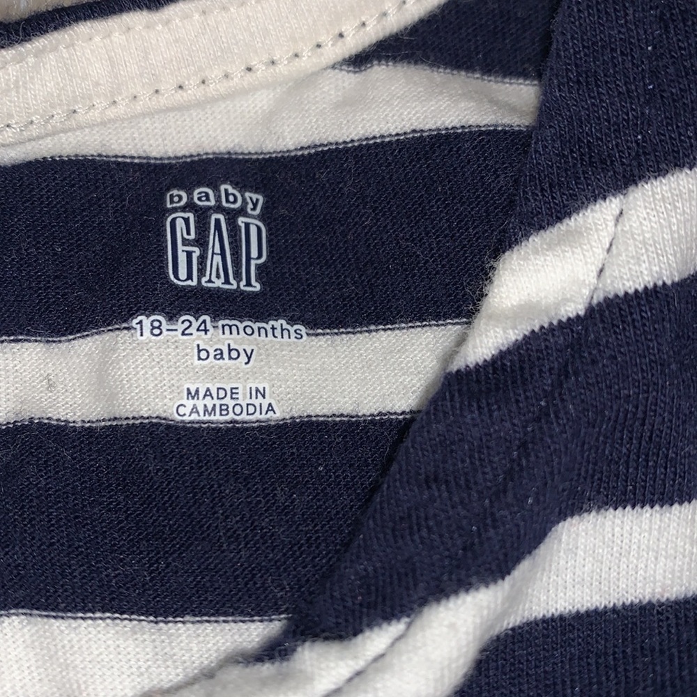 Gap 18-24M Striped Dress w/Polka Dot Trim Navy/White - Picture 6 of 8